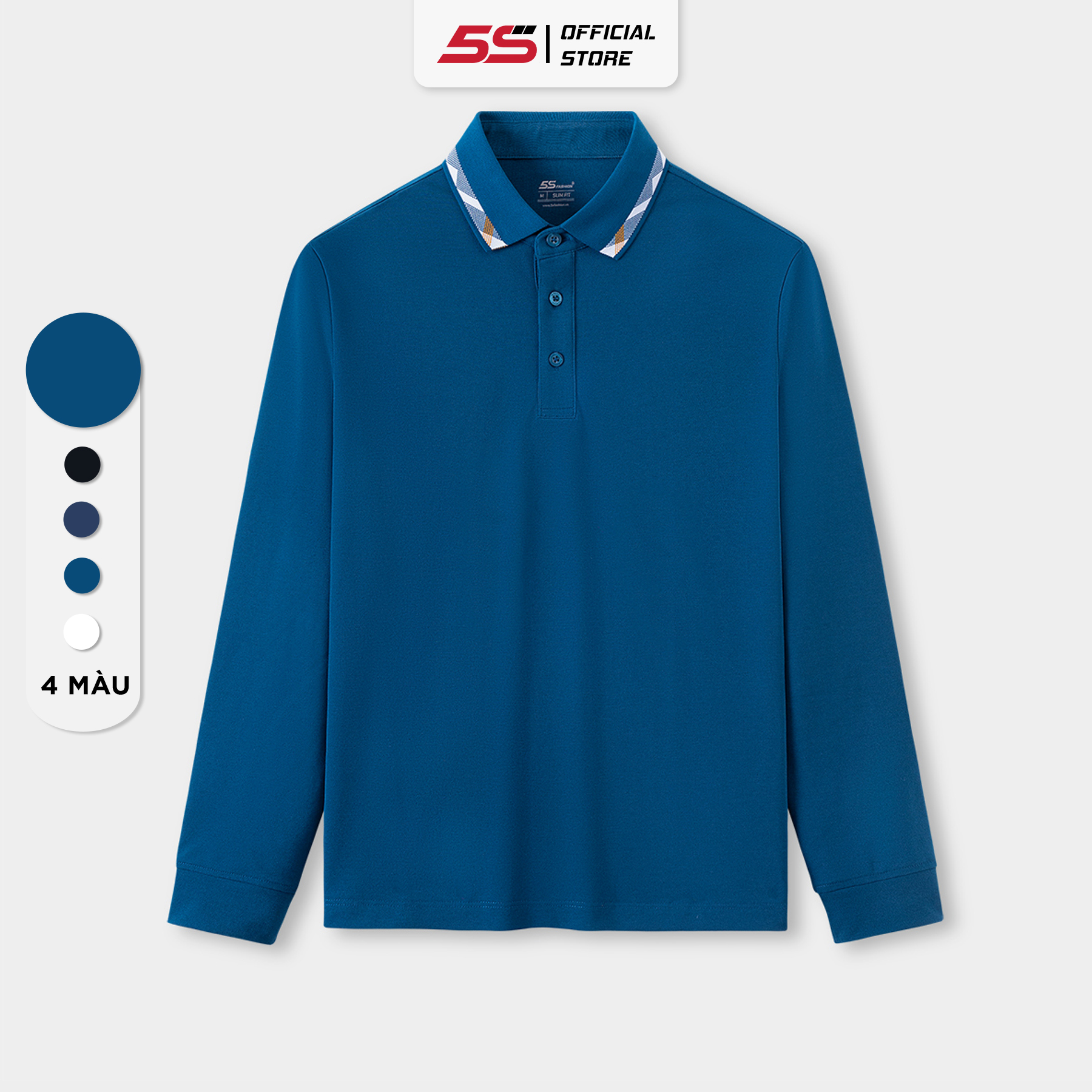 Áo Polo Nam Dài Tay Cổ Bẻ 5S FASHION, Chất Cotton Mềm, Thấm Hút, Ấm, Thiết Kế Trơn Dễ Mặc (APD23002)