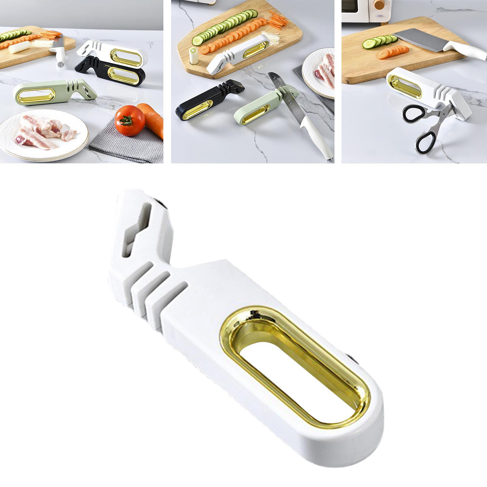 4 in 1 Knife Sharpener with Scissors Sharpening, Premium Polish Blades, Kitchen Knife Sharpener for Ceramic and Steel Knives, Scissors