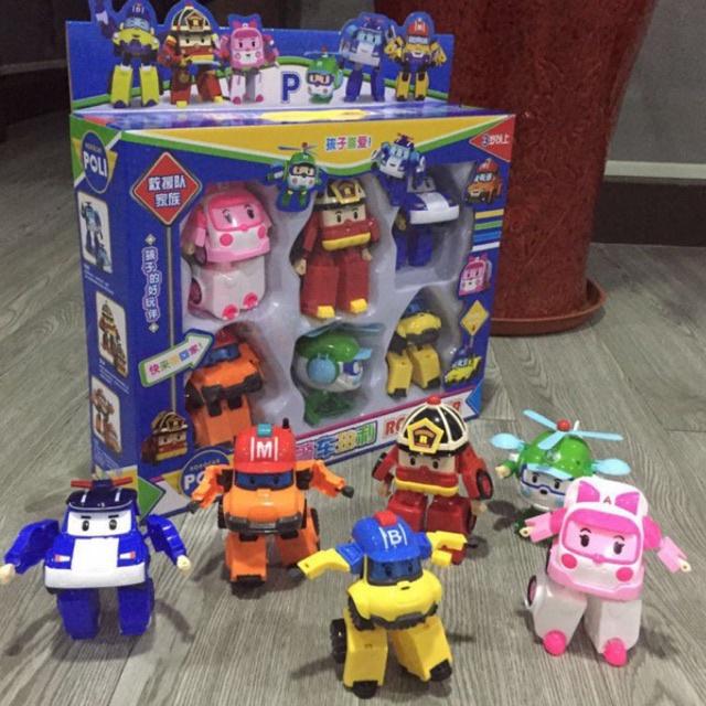 Bộ 6 xe biến hình Robocar Poli phim hoạt hình Poli và những người bạn