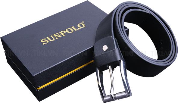 Dây nịt nam da bò đầu khóa Inox kim xỏ lỗ SUNPOLO BELT03