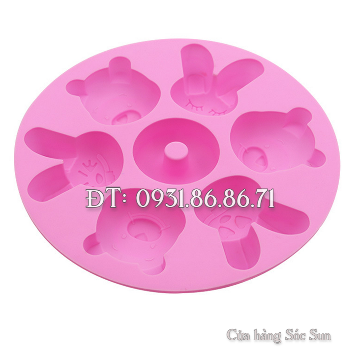 Khuôn silicon 7 thỏ con, gấu Pooh – Mã số 1417