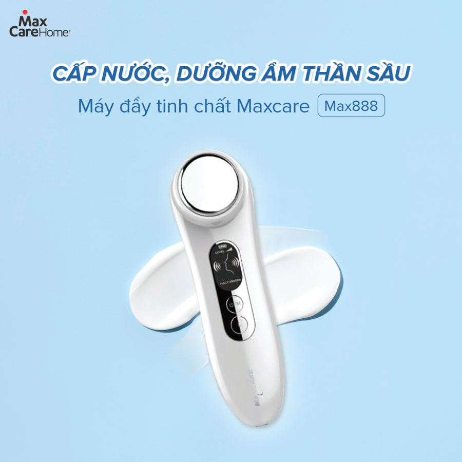 Máy Điện Di Tinh Chất, Máy Massage Mặt Cầm Tay Maxcare MAX888 Công Nghệ Điện Châm EMS Kết Hợp Ion Tẩy Trang Sạch Sâu Ngừa Mụn Dưỡng Ẩm Trắng Da Chống Lão Hóa - Máy Mát Xa Đẩy Tinh Chất Matxa Mặt Cổ