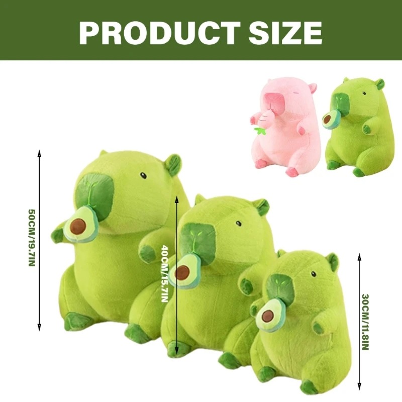 Thú nhồi bông capybara ăn bơ cute - Size từ 30cm đến 50cm - Quà tặng chuột lang nước xanh bơ êm mịn