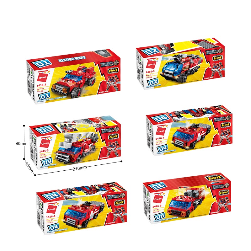 Hộp 6 bộ đồ chơi lắp ráp Chiến binh Sao Hỏa 6in1 Qman 1416