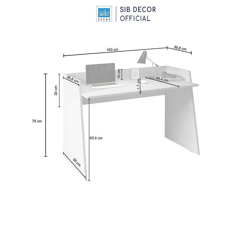 Bàn Làm Việc Kerel Dài 100cm, Rộng 50cm Hiện Đại Màu Trắng Thương Hiệu SIB Decor BLV132
