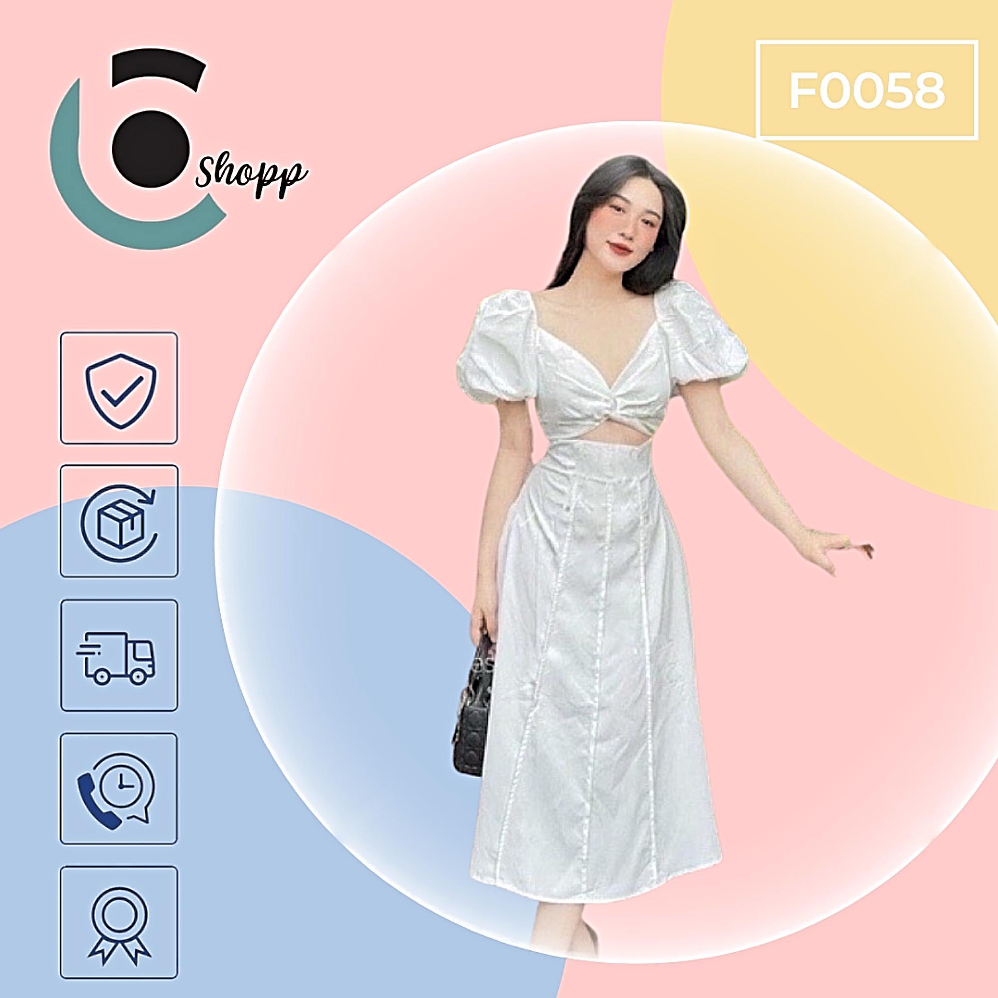Váy midi xoắn ngưc cup-out cao cấp