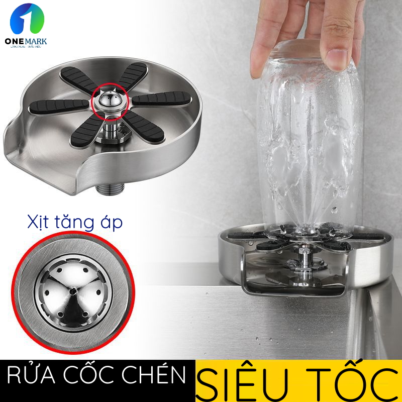 (HÀNG CHÍNH HÃNG) MÁY XỊT RỬA CỐC CHÉN TỰ ĐỘNG BẰNG INOX CEFILAND.  Model: German 01. INOX nguyên khối, xịt áp lực cao