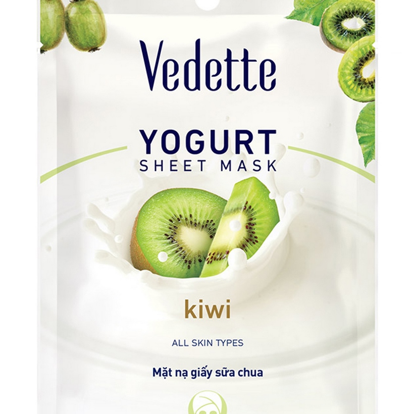 Mặt nạ giấy sữa chua kiwi Vedette Yoghurt Mask Sheet Kiwi 22ml