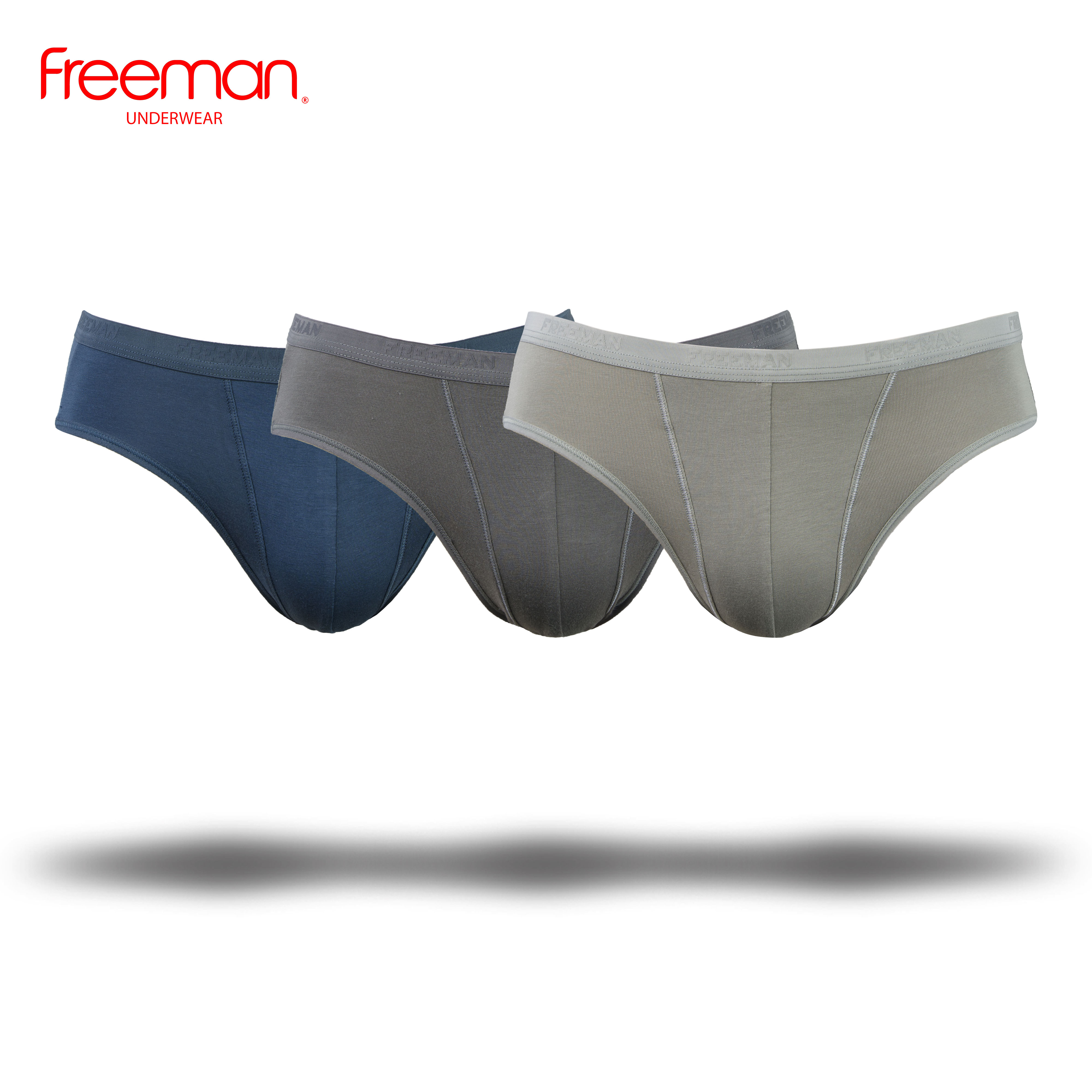 Combo 3 quần lót nam Freeman, chất liệu cotton thấm hút mồ hôi tốt, lưng bản nhỏ thoải mái 6045