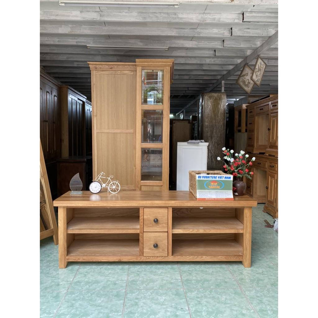 Kệ tivi gỗ sồi 2 ngăn kéo 4 hộc TOP-010 KT:D1160xR45xC55cm