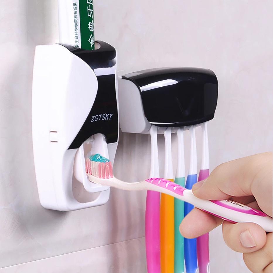 Bathroom Accessories Set Tooth Brush Holder Automatic Toothpaste Dispenser Holder Toothbrush Wall Mount Rack Bathroom Tools Set