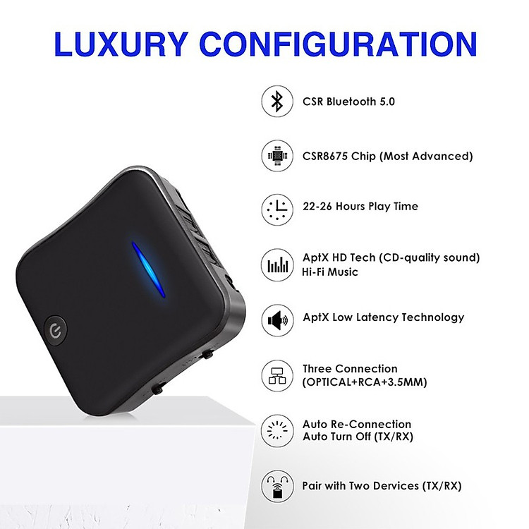 01 Máy Thu Phát Bluetooth Audio Cho Tivi, Máy Tính, Âm Ly, Dàn Âm Thanh 5.0 BT-B19 Optical - BT-B19 Optical