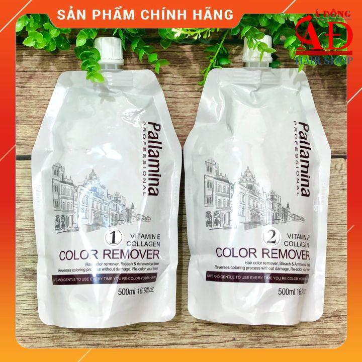 Cặp thuốc bóc màu đỏ đen Pallamina chuyên nghiệp cho Salon 500mlx2