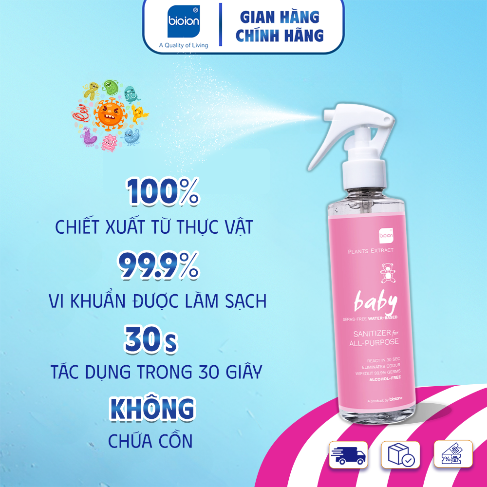 Chai Xịt Khử Mùi Sạch Khuẩn Cho Em Bé Bioion Baby Sanitizer 250mL