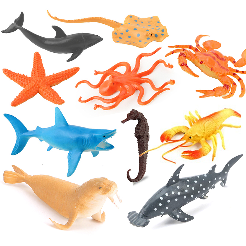 Bộ 10 mô hình đồ chơi Cá &amp; động vật Biển (14-18 cm) Animal Ocean World cho bé 3 tuổi