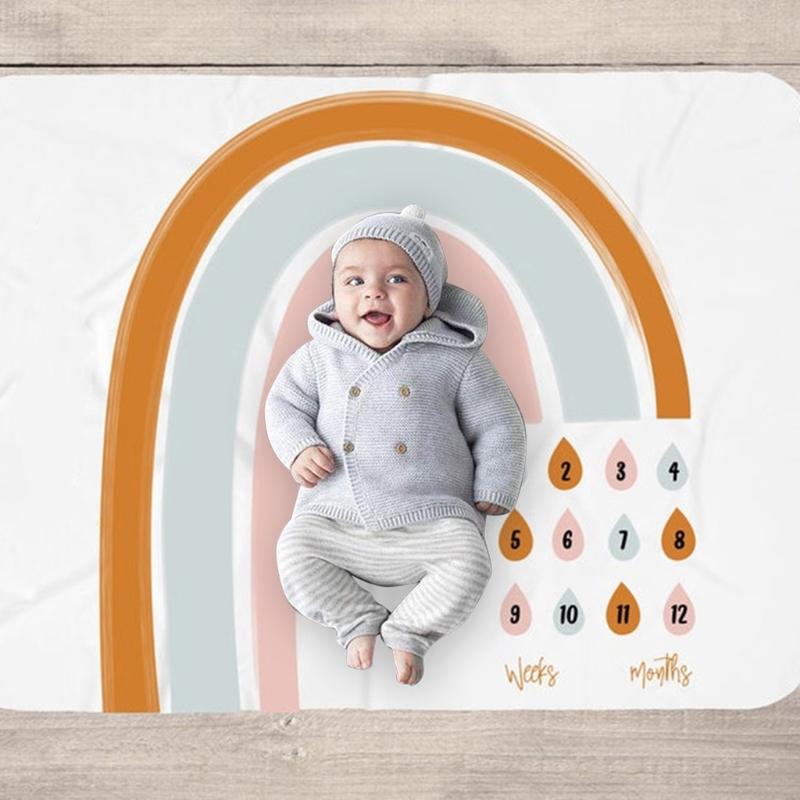 Cho Bé Hàng Tháng Ghi Tăng Trưởng Cột Mốc Chăn Sơ Sinh Đầm Bọc Đạo Cụ Chụp Ảnh Sáng Tạo Cầu Vồng Vải Nền