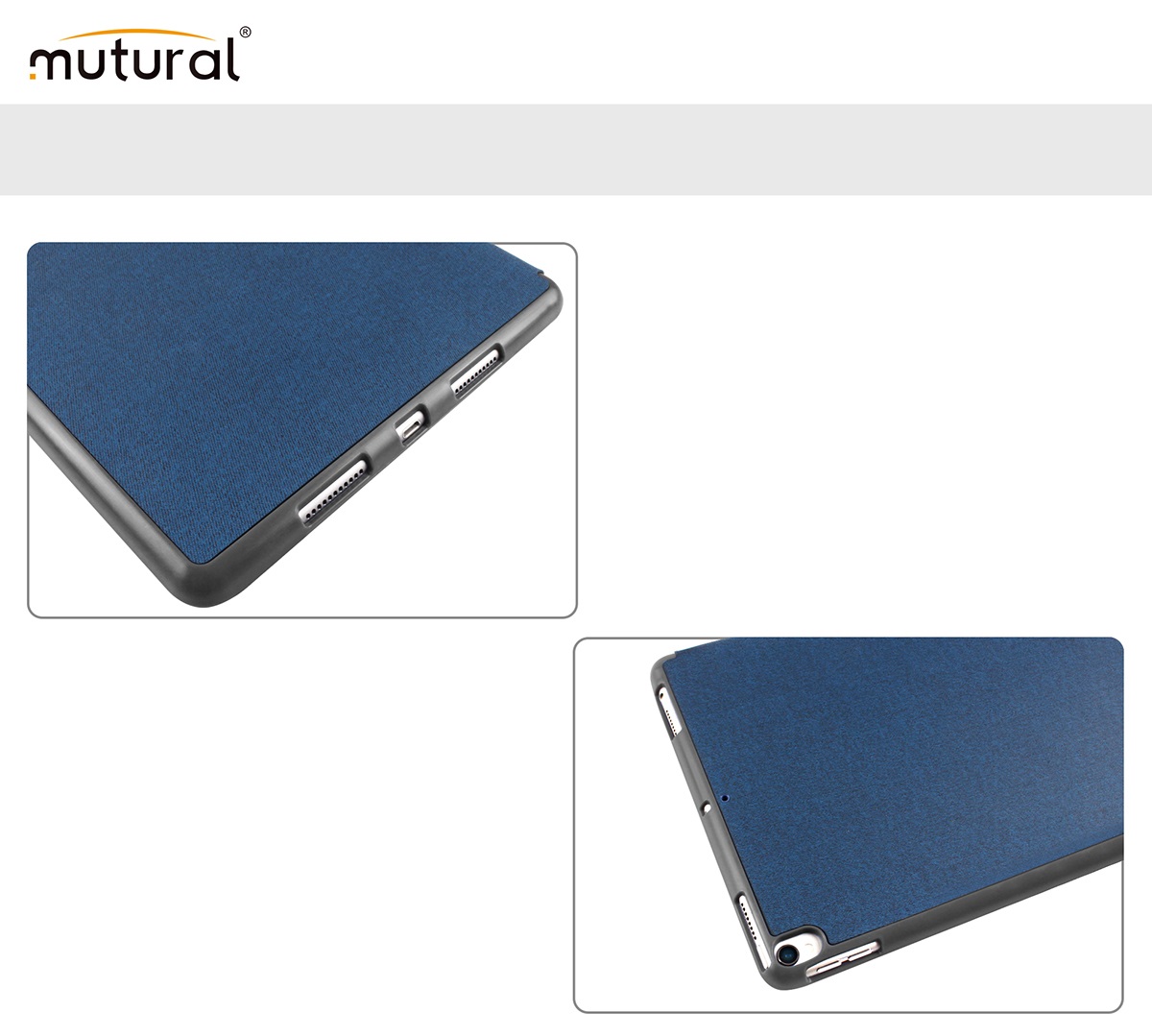 Bao da Ipad 10.2 hiệu Mutural _ Màu xanh_ Hàng nhập khẩu