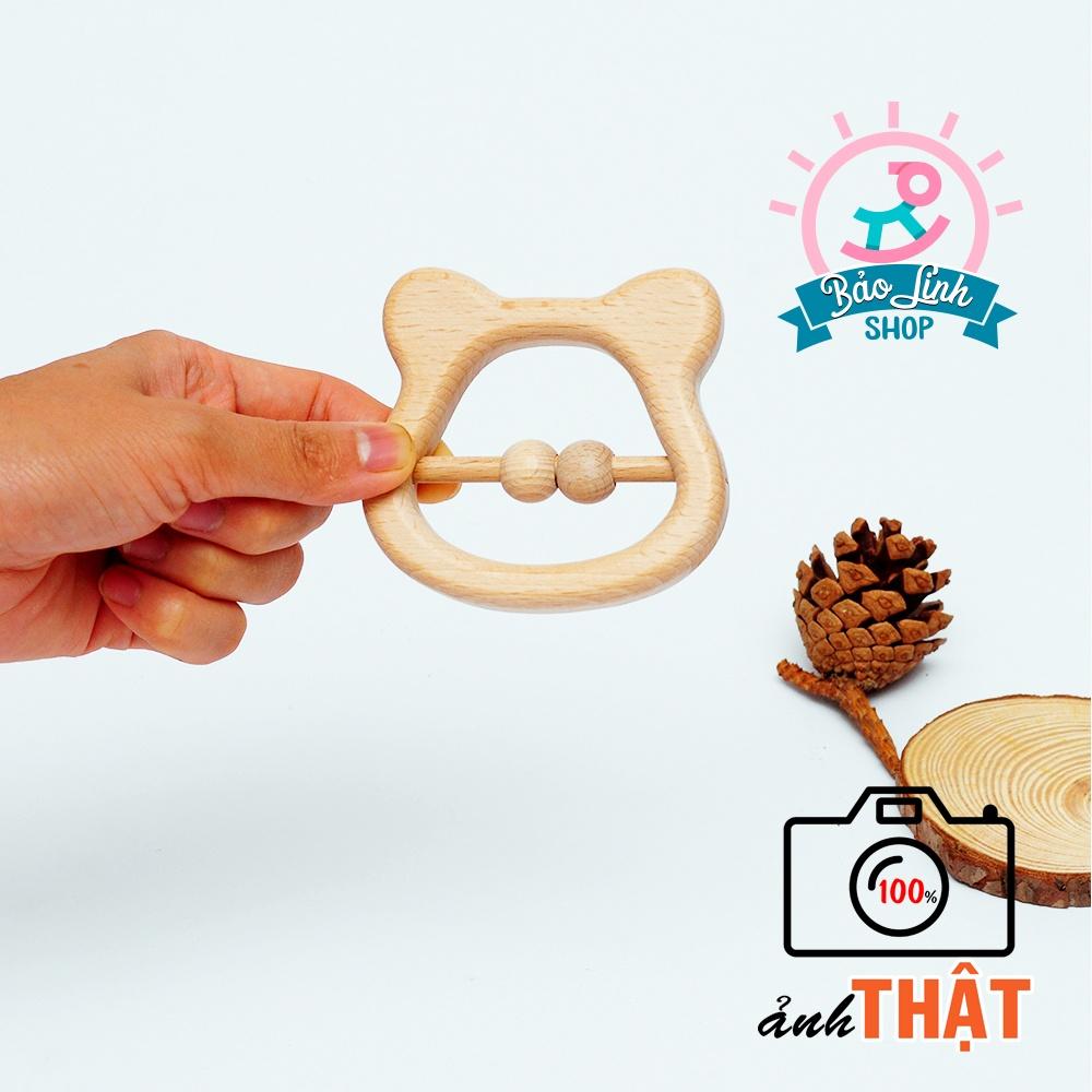 Đồ chơi cho trẻ sơ sinh 3-6 tháng - Vòng gỗ hình gấu tập cầm nắm, gặm nướu giảm ngứa lợi cho bé