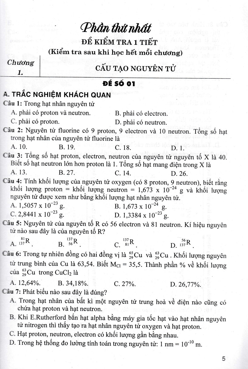 Tuyển Tập Đề Kiểm Tra Môn Hóa Học 10 (Biên Soạn Theo Chương Trình GDPT Mới) - Cao Cự Giác