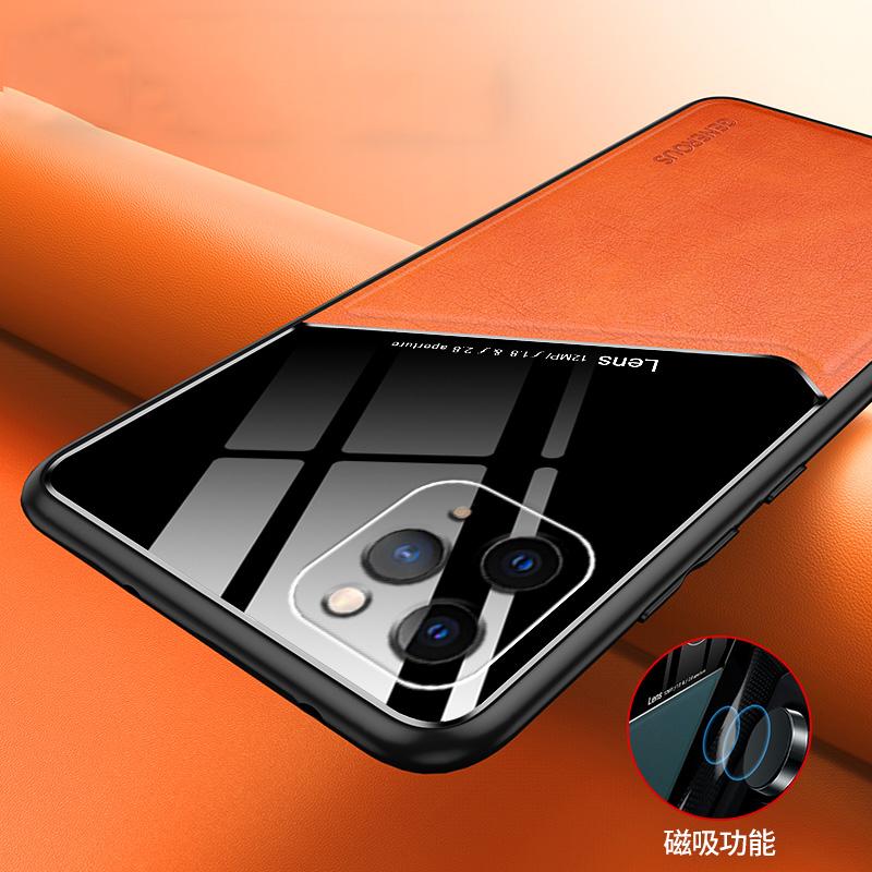 Ốp Lưng Da Pu + Kính Cường Lực Cho Iphone 11 Pro Max Xs Max Xr Xs 6 6s 7 8 Plus