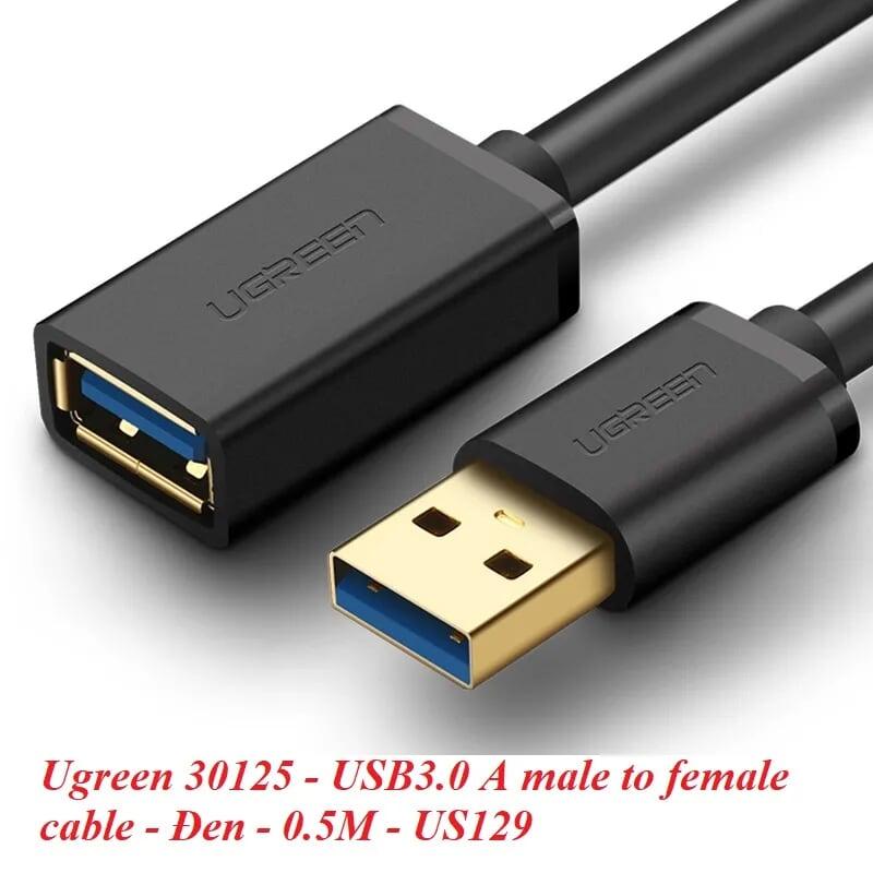 Ugreen UG30125US129TK 0.5M màu Đen Cáp tín hiệu nối dài USB 3.0 cao cấp - HÀNG CHÍNH HÃNG