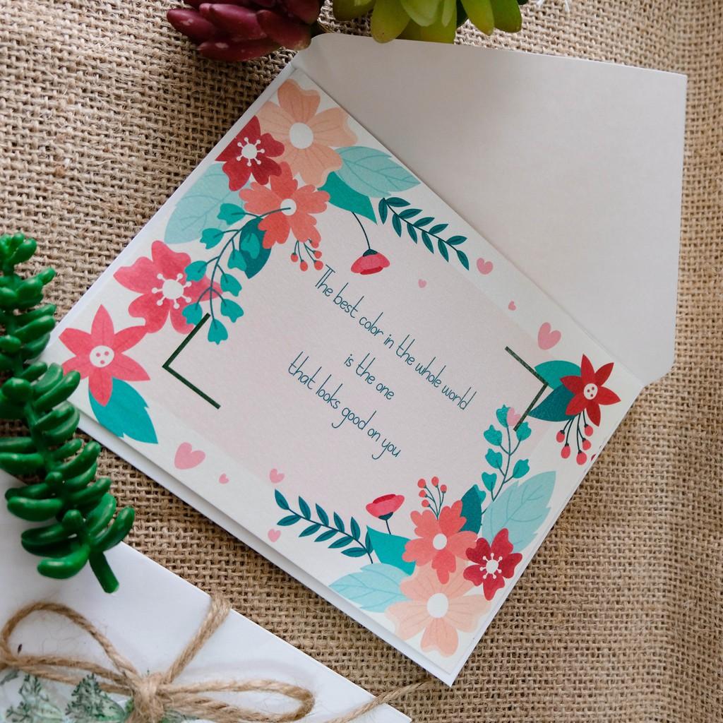Thiệp chúc mừng họa tiết hoa lá dễ thương /Nói lời yêu/