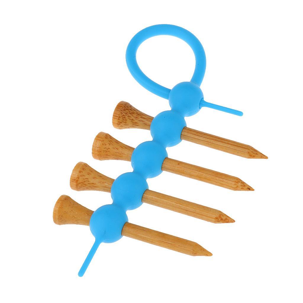 4xMini Golf Tee Holder Tool Carrier Clip + 4 Pieces Wood Golf Tees Set Blue