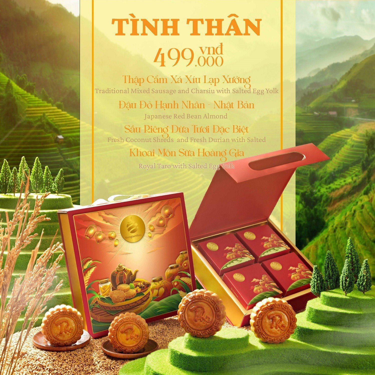 Set Bánh Trung Thu Tình Thân Nonglamfood | Hộp 4 bánh