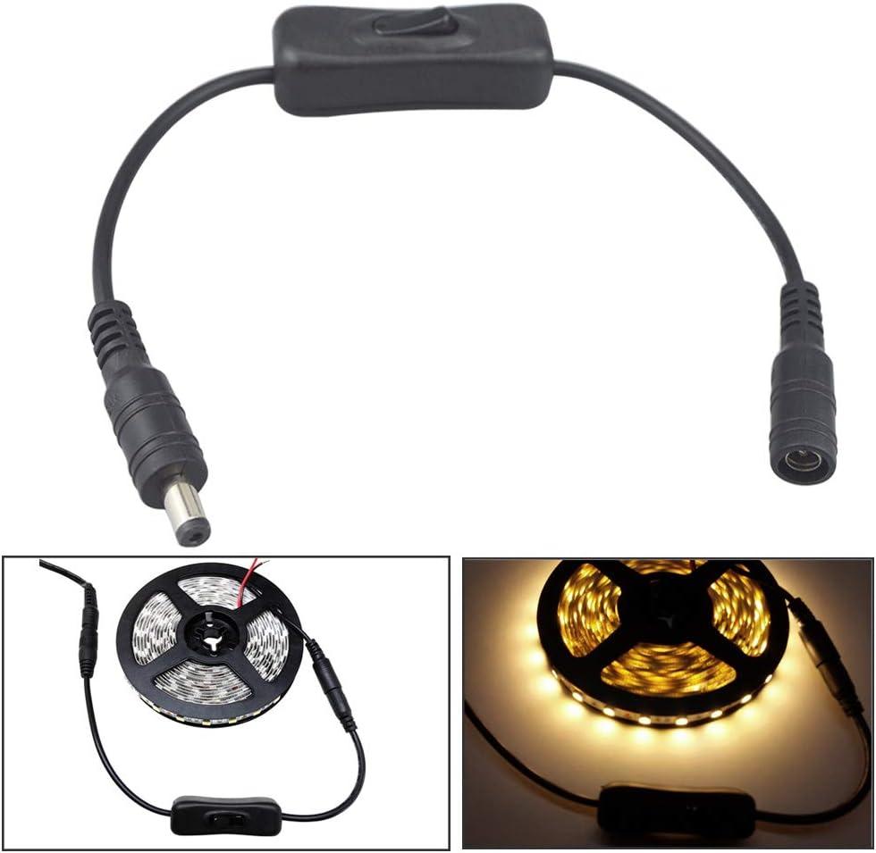 5 Cái Cáp nội tuyến nguồn DC cao cấp có công tắc bật/tắt, công tắc giắc cắm DC Công tắc kết nối bộ chuyển đổi DC từ nam sang nữ, cho dải đèn LED, camera quan sát