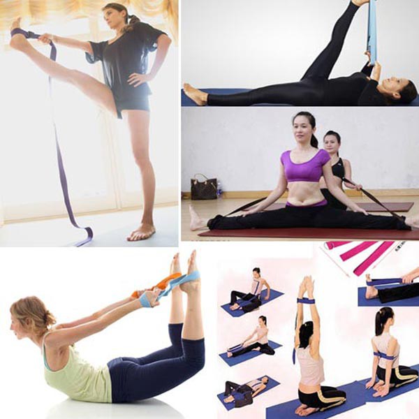 Combo 2 Sản Phẩm Tập Yoga - YOGA QG: 1 Dây Đai Tập Yoga Sợi Cotton + 1 Bóng Tập Yoga Trơn 75 cm