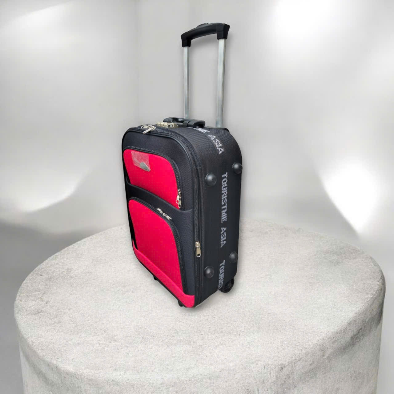 Vali Du Lịch Kéo Tay  Màu Đen Phổi Đỏ có nắp 20 và 22 Inch