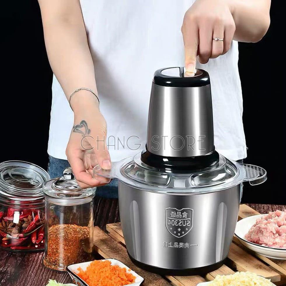 Máy Xay Thịt Đa Năng Cối INOX 304, 2L Công Suất 300W 4 Lưỡi Kép - Cối Xay Thực Phẩm, Rau Củ Siêu Tiện Lợi