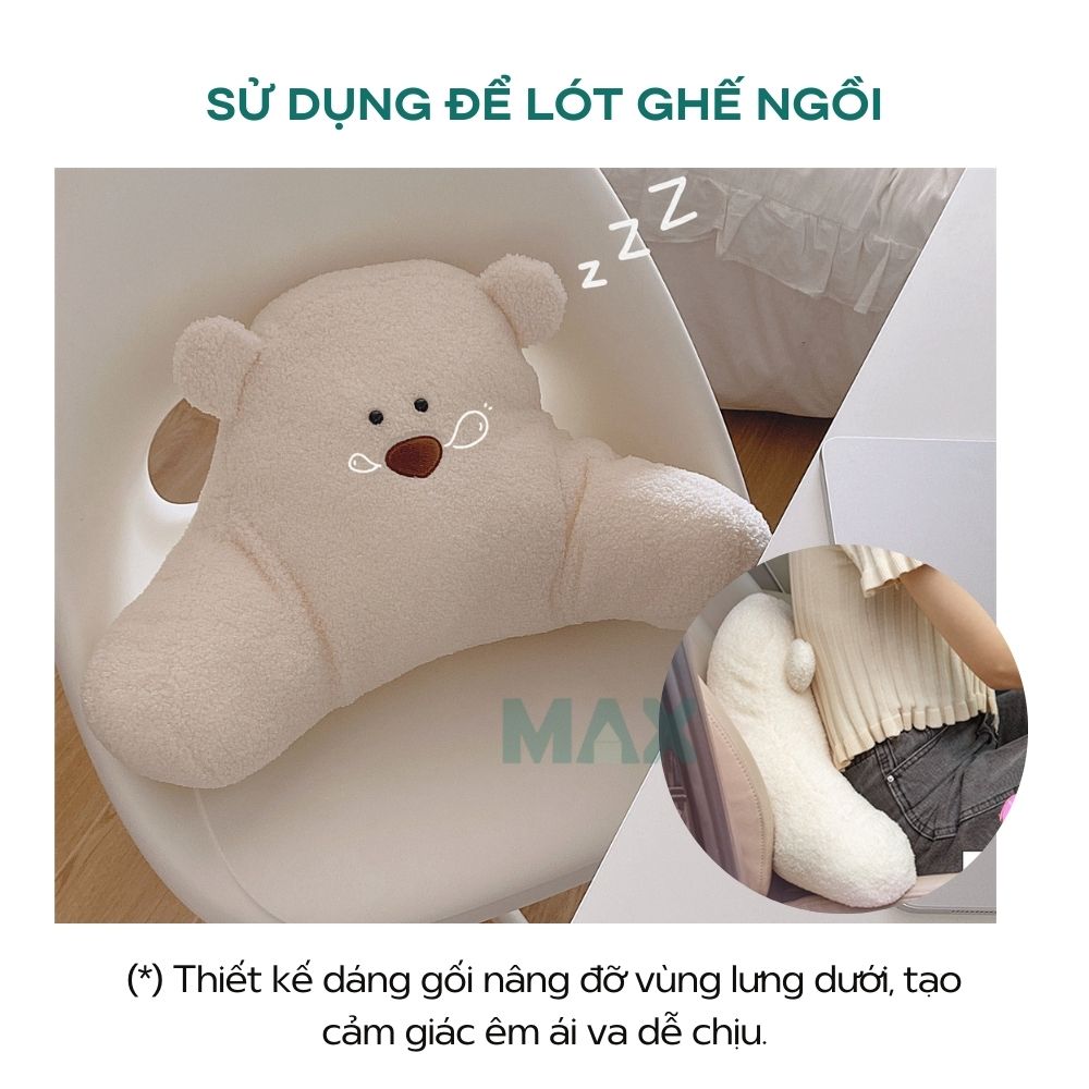 Gối tựa trang trí lót ghế ngồi decor phòng phòng cách Hàn Quốc hình gấu trắng xinh xắn