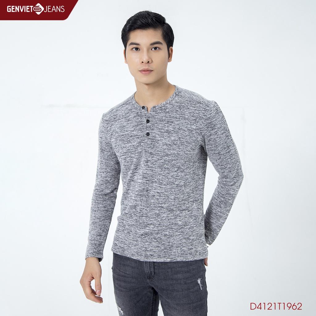 Áo Thun Nam Dài Tay Cổ Bổ Trụ GENVIET D4121T1962