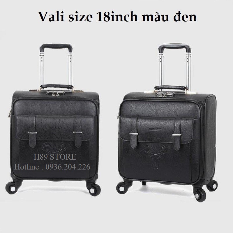 Vali du lịch Size 18 inch - Vali kéo thời trang chất liệu da cao cấp có khóa bảo mật và ngăn chống sốc máy tính