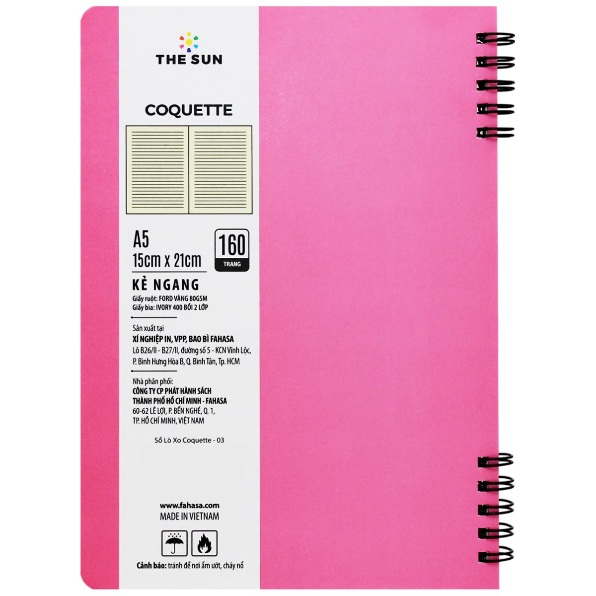 Sổ Lò Xo Coquette A5 - Kẻ Ngang - 160 Trang 80gsm - The Sun 03