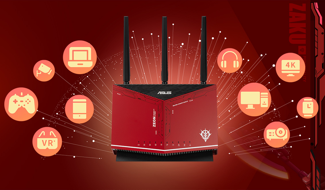 Router Wifi ASUS RT-AX86U ZAKU II EDITION Hai Băng Tần, Chuẩn AX5700 (Chuyên Cho Game Di Động)- Hàng Chính Hãng