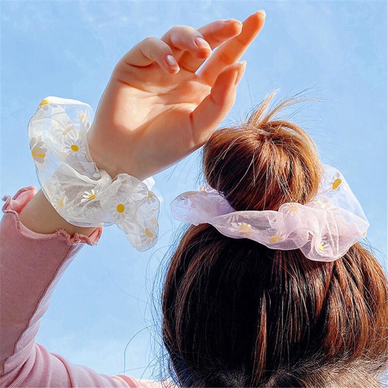 Buộc tóc hoa cúc thời trang hàn quốc, cột tóc hoa cúc nữ nhiều màu