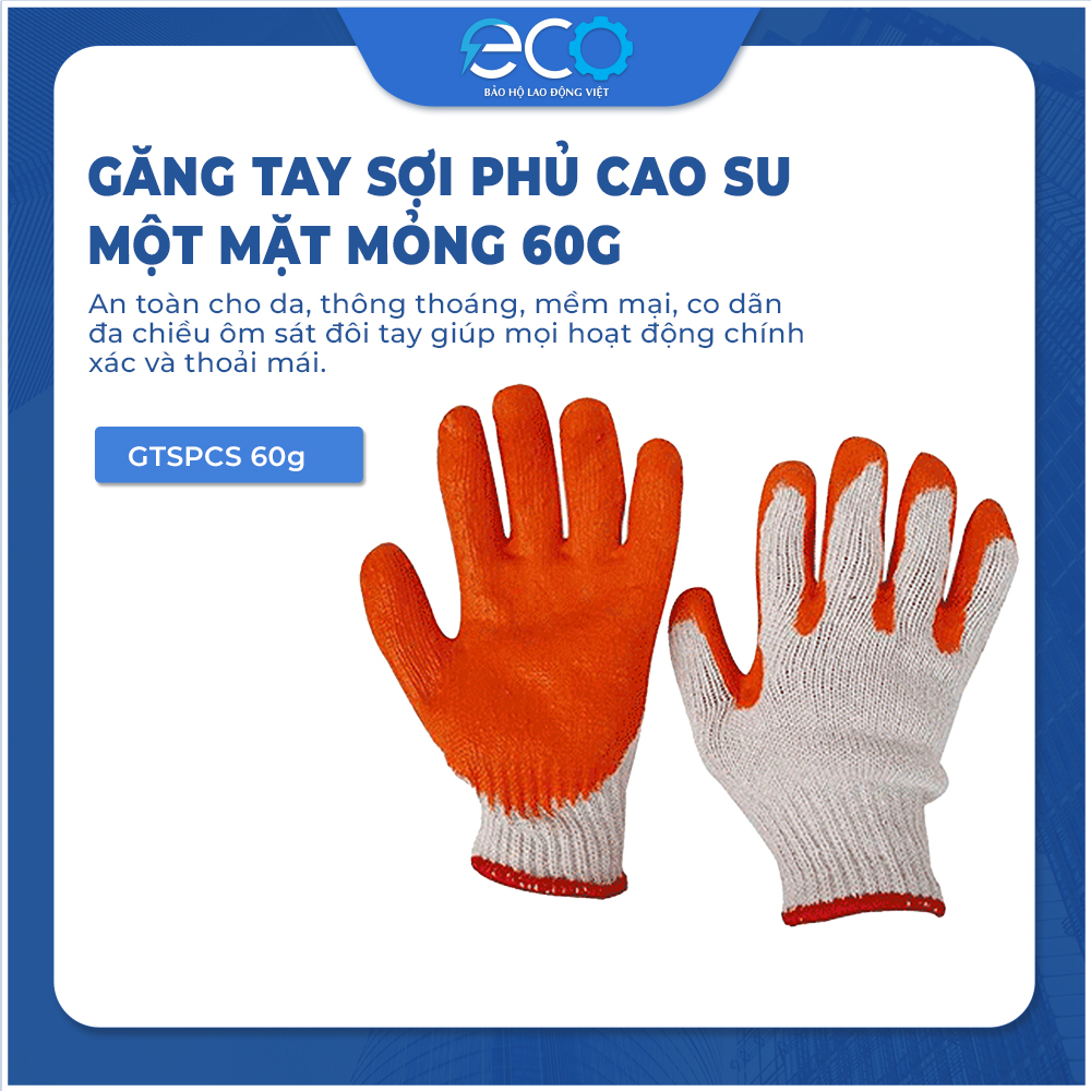 Găng tay sợi phủ cao su một mặt mỏng 60g màu đỏ  chống trơn trượt, bám tốt, bền bỉ, giá rẻ