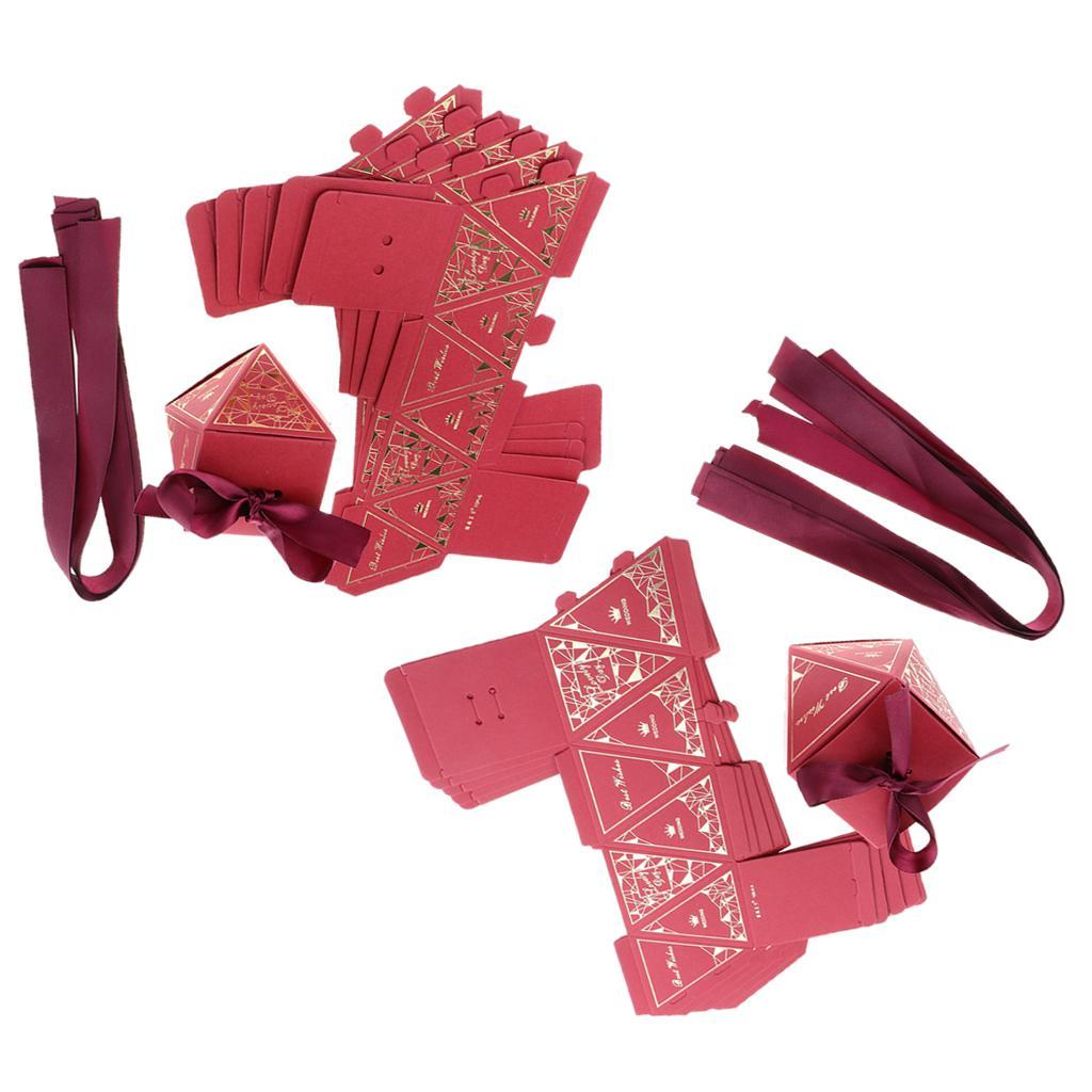 6 Pieces Diamond Shape Candy Boxes Paper Ribbon Gift Case Party Favor