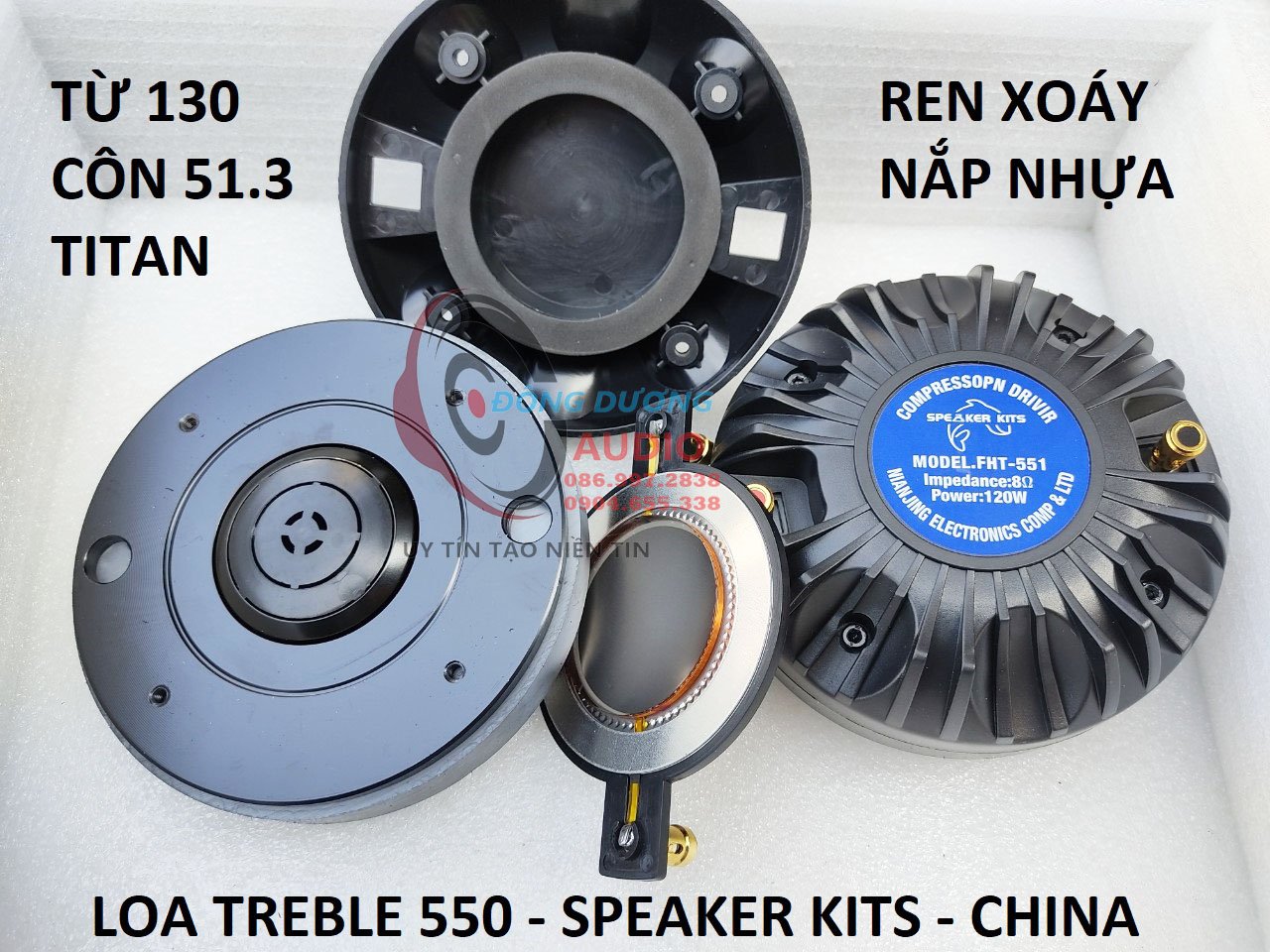 LOA TRÉP KÈN 550 REN XOÁY - TỪ 130 CÔN 51.3MM TITAN - CỦ KÈN SÂN KHẤU - TREBLE 550 LẮP DÀN KARAOKE