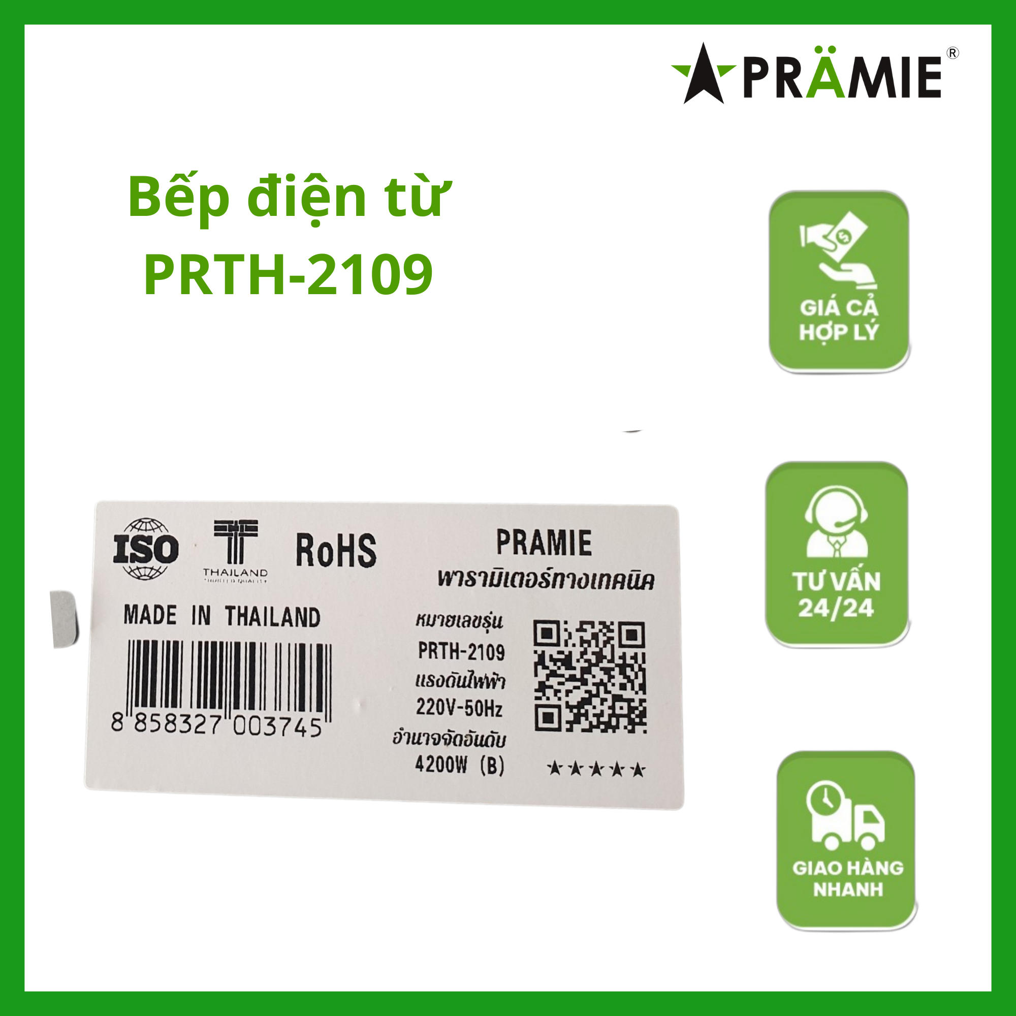 Bếp điện từ đôi Pramie PRTH -2109 _Môt từ một hồng ngoại_hàng nhập khẩu Thái Lan