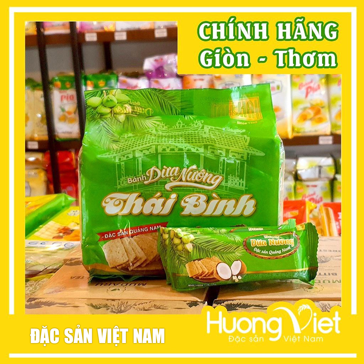 Đặc Sản Quảng Nam - Bánh Dừa Nướng QuảNg Nam 180G, Đặc Sản Bánh Dừa Nướng Quảng Nam Thương Hiệu Thái Bình