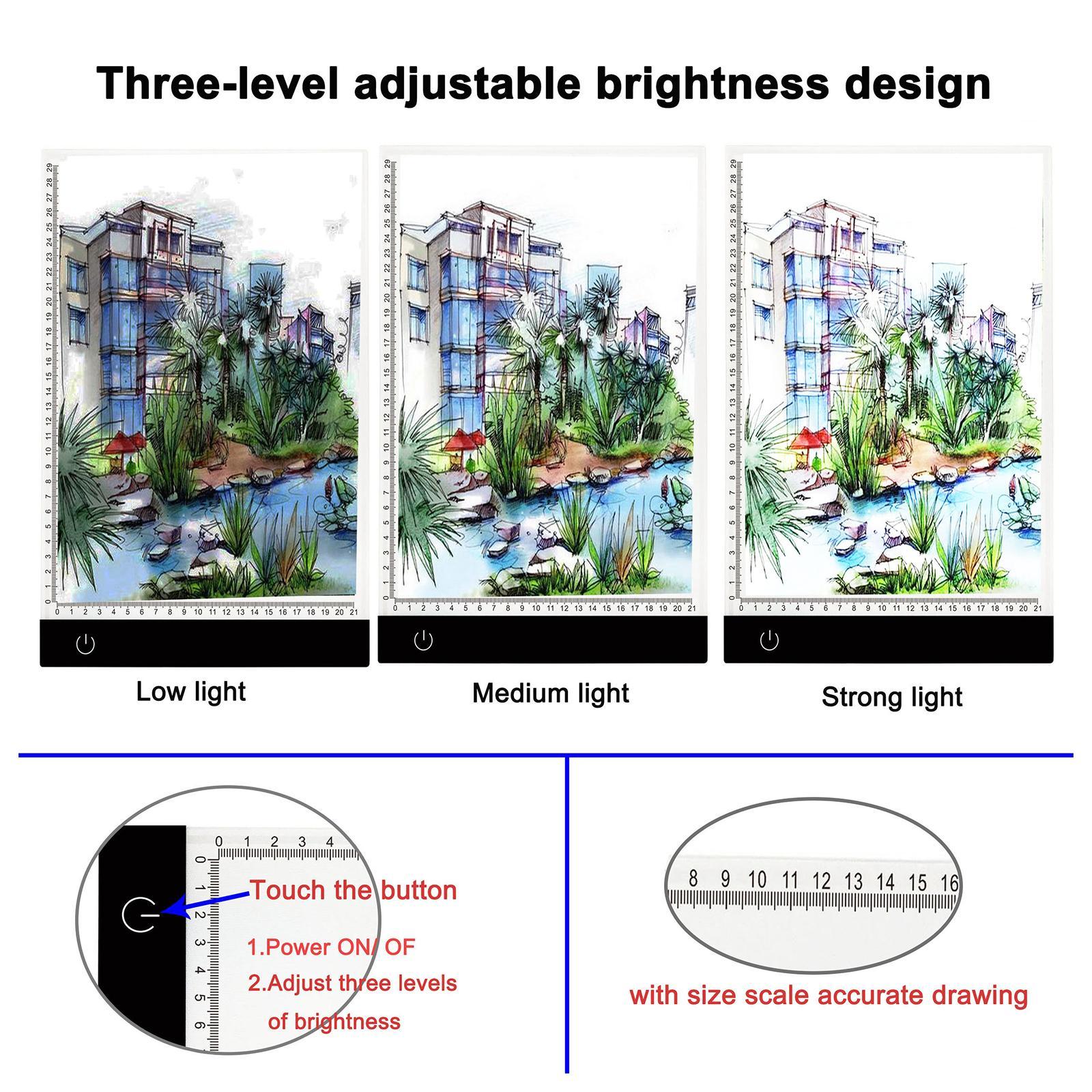 A4 Tracing LED Copy Board Light Box USB Artcraft LED Trace Light Pad 3-Gear