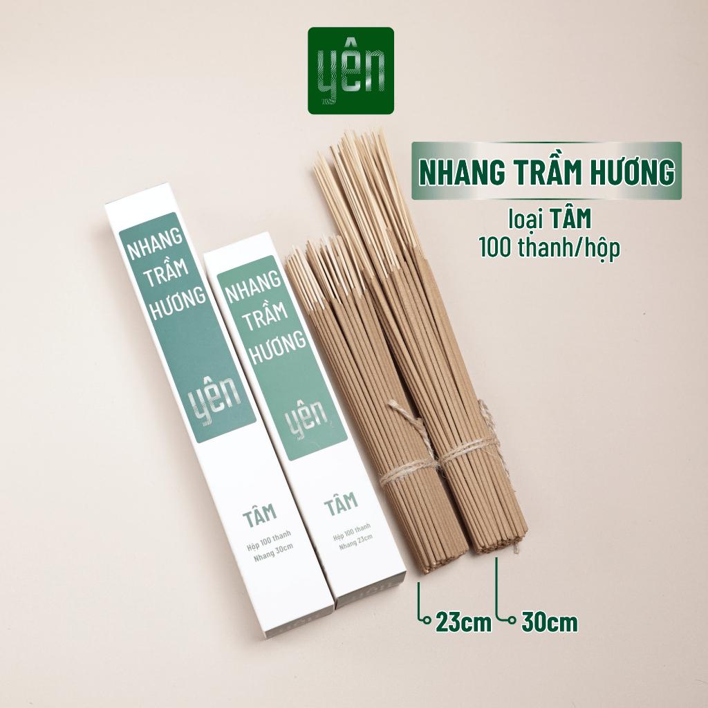 Nhang Trầm Hương Yên Loại Tâm 23-30cm Hộp 100 thanh Sạch Tự Nhiên Ít Khói Dùng Thờ Cúng Xông Thơm - Nhang Trầm 30cm