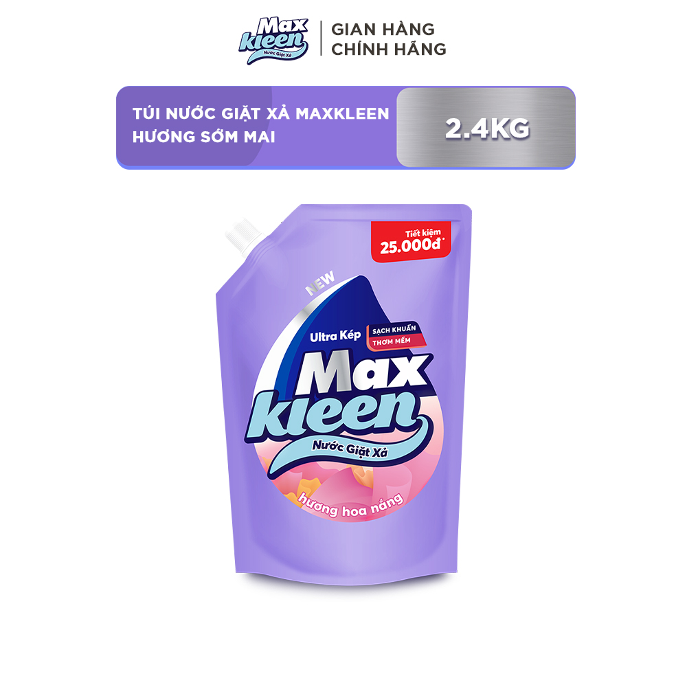 Túi Nước Giặt Xả Maxkleen Hương Hoa Nắng (2.4kg)