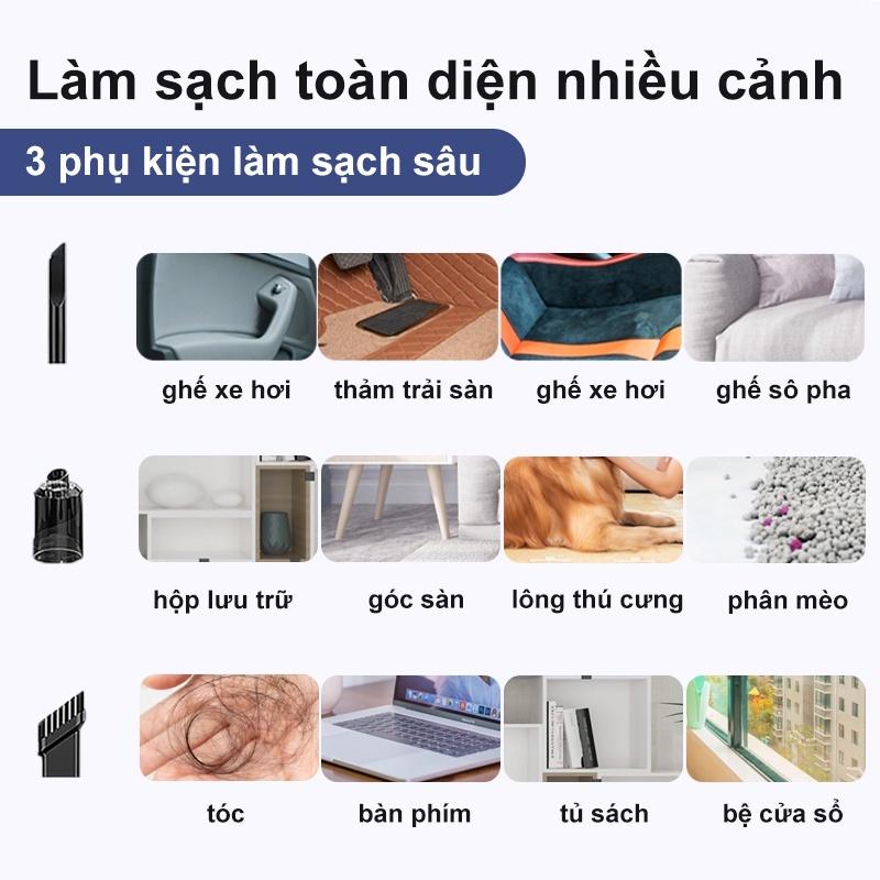 Máy Hút Bụi Cầm Tay Không Dây Đa Năng Mini Pin Sạc Hút Giường Đệm Nệm Sofa Xe Hơi Lực Hút Mạnh (HỘP VÀNG)