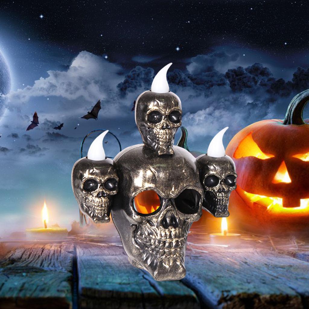 Creepy Halloween Skull Statue Incense Burner Party Decoration Props Golden