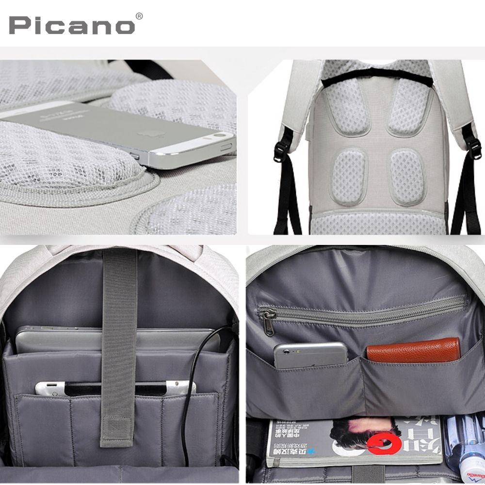 Balo đựng laptop cao cấp, balo du lịch phong cách Hàn Quốc chống nước, cổng USB tiện dụng Picano BLP1601
