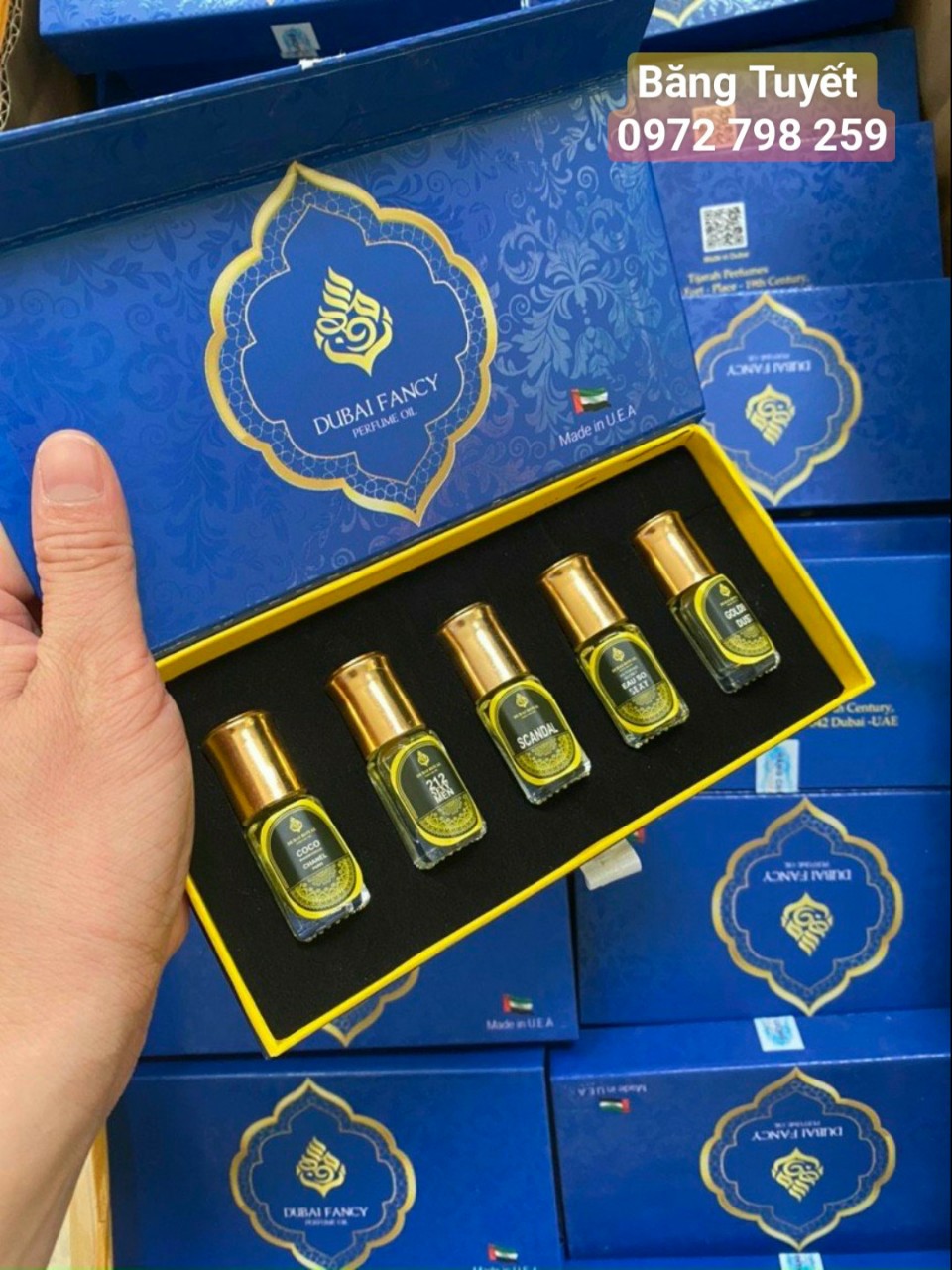 Set 5 chai tinh dầu nước hoa Du bai dạng lăn chính hãng